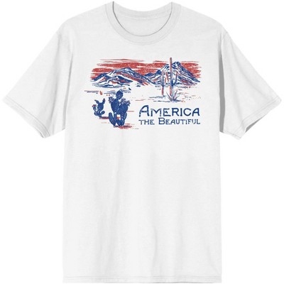 Americana America The Beautiful Landscape Men’s White T-Shirt-Medium