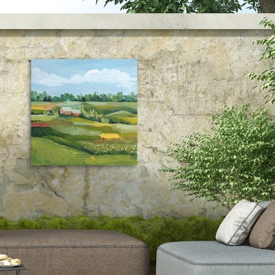 Grace Popp Green Farm Landscape Mixed Media Canvas Art