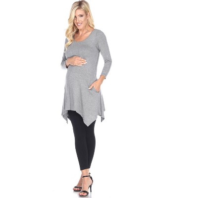 Maternity 3/4 Sleeve Kayla Tunic with Pockets - White Mark