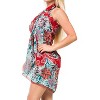 LA LEELA Women's Beach Bikini Swimwear Swim Cover Up Wrap Summer Wraps Swimsuit Beachwear Sarong Coverups Skirts for Women One Size Red,Floral - 3 of 4