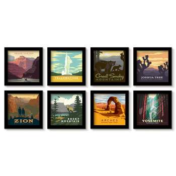 Americanflat Vintage Botanical Retro National Parks - 8 Piece Gallery Art Print Set By Anderson Design Group