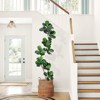 Artificial Fiddle Leaf Fig Tree, Faux Ficus Lyrata Plant In Pot, Fake Floor Green Plant with White Planter for Home Office Living Room Decor - 4 of 4