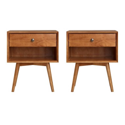 Greenberg 1 Drawer Mid-Century Modern Solid Wood Nightstand - Saracina Home