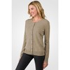 JENNIE LIU Women's 100% Cashmere Button Front Long Sleeve Crewneck Cardigan Sweater - 3 of 4