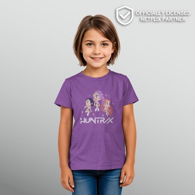 KPop Demon Hunters Girls KPop Demon Hunters Chibi Trio Huntrix T Shirt - Purple Berry - Small — фото 2