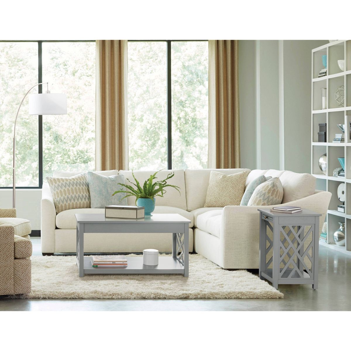Alaterre Furniture Middlebury Wood End Table with Tray - thumbnail 3
