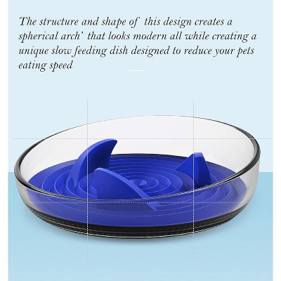 Blue Shark Fin Shaped Slow Feeding Pet Bowl with Silicone Insert