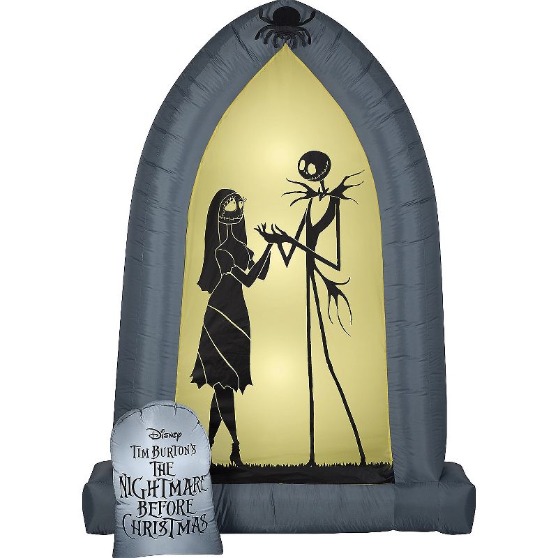 Gemmy Inflatable Nightmare Before Christmas Jack & Sally Arch Halloween Decoration - 7 ft - Gray, 1 of 2