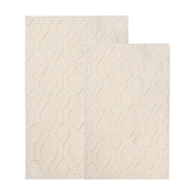 Diamond Lattice Textured Machine Washable Bath Rugs, Set of 2 by Blue Nile Mills