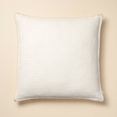 24"x24" Textured Pinstripe Square Throw Pillow Cream - Hearth & Hand™ with Magnolia