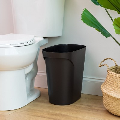 Black 6 Gallon Plastic Wastebasket Set with Handles