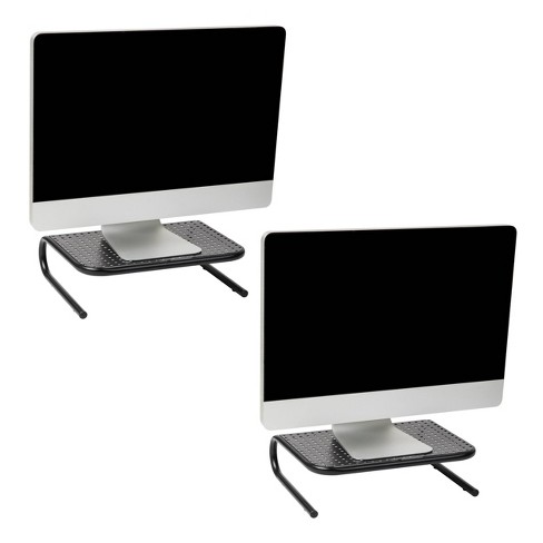 Mind Reader Large Dual Monitor Stand with Storage Riser Black