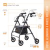 Rhythm Healthcare Royal Aluminum Rollator Lightweight 4 Wheel Walker Seat, Grey - 3 of 4