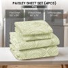 4 Piece Bed Sheets Printed Microfiber Sheet Set Ultra Soft, Easy Care Paisley Printed Sheets - Lux Decor Collection - 2 of 4