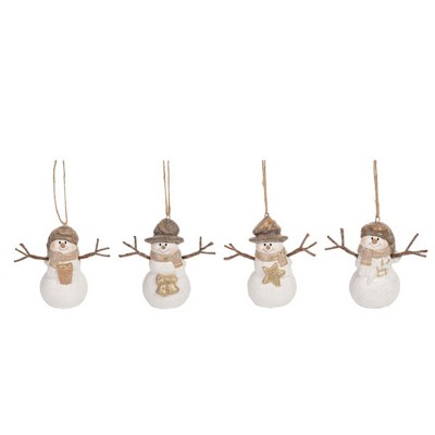 Transpac Terracotta Elegant Snowman Ornament Set of 4 Christmas Home Decorations