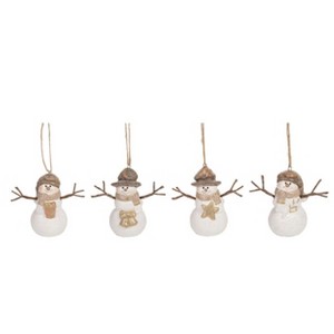 Transpac Terracotta Elegant Snowman Ornament Set of 4 Christmas Home Decorations - 1 of 1