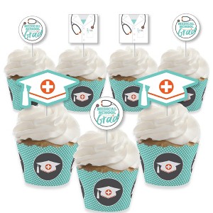Big Dot of Happiness Medical School Grad - Cupcake Decoration - Doctor Graduation Party Cupcake Wrappers and Treat Picks Kit - Set of 24 - 1 of 4