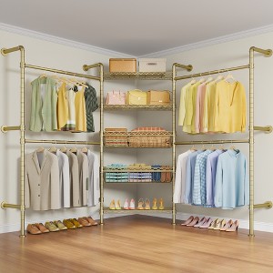 Timate X3i Garment Rack Wall Mounted Closet System Expandable Industrial Pipe Clothes Rack Walk in Closet, Adjustable from 5'10" to 8'3" - 1 of 4