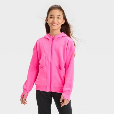 Girls' Quilted Fleece Jacket - All In Motion™ Coral Red Xl : Target