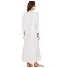 Memoi Women's Bell Sleeve Trimmed Long Cotton Blend Placket Gown - 3 of 4