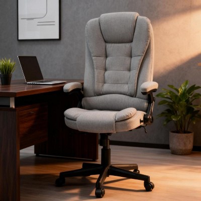 QingMoon 6 Point Vibrating Massage Office Chair with Heat, Velvet High with Reclining Backrest, Padded Armrests and Remote