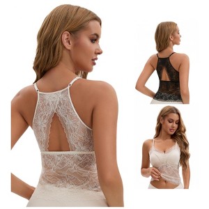 INSPIRE CHIC Women's 3 Pack Lace Mesh Adjustable Spaghetti Strap Fixed Cup Breathable Camisoles - 1 of 4