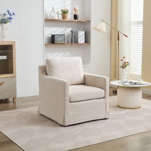 CAVINAS 29.92'' Swivel Accent Chair, 360-Degree Rotating Armchair with Skirted Base and Removable Cushion - 1 of 4