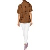LA LEELA Women's Casual Solid Short Sleeve Blouse Shirt TShirts Button Up Dress Tops Tee Shirts Hawaiian Blouses for Women - 3 of 4