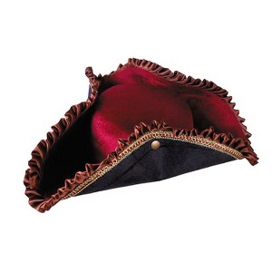 Morris Costumes Adult General Sizing Burgundy Pirate Hat with Gold Trim Halloween Deluxe Costume Headwear - Red One Size - 1 of 1