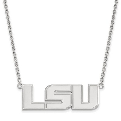Black Bow Jewelry 10k White Gold Louisiana State Fighting Tigers NCAA Necklace 18 Inch