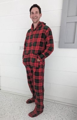 Adr Men's Hooded Footed Adult Onesie Pajamas Set, Plush Winter Pjs With  Hood Christmas Plaid Footed 2x Large : Target