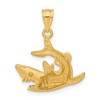 Black Bow Jewelry 14k Yellow Gold Diamond-Cut & Satin 2D Shark Pendant, 20mm (3/4 Inch) - 3 of 4