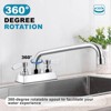 WOWOW Commercial Faucet with 6 in. Swivel Spout, Double Handle Deck Mount Standard Kitchen Faucet in Polished Chrome - 3 of 4