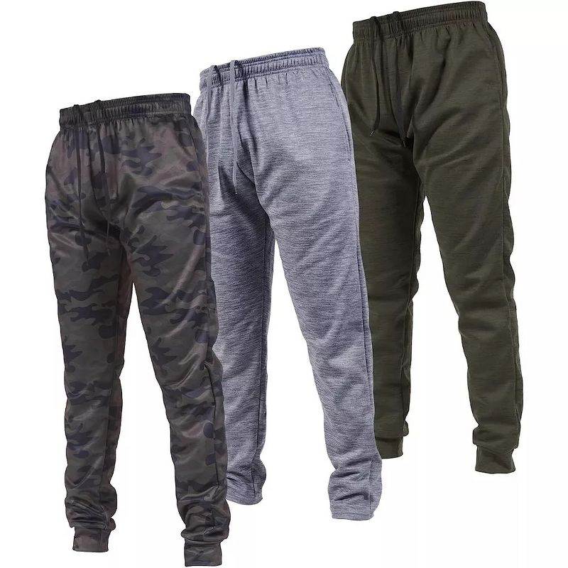 Ultra Performance Mens 3 Pack Joggers | Mens Marled Colored Athletic Bottoms with Pockets, 1 of 5