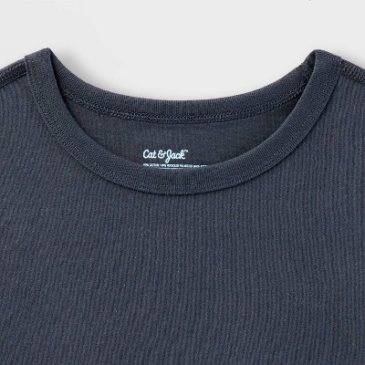 Cat & Jack Kids' 2pk Adaptive Short Sleeve T-Shirt - Cat & Jack™ Charcoal Gray/Navy Blue M: Sensory Friendly, Crew Neck, Jersey Fabric — фото 3