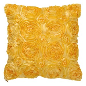 PiccoCasa 3D Satin Rose Floral Shells Art Cushion Throw Pillow Cover for Bed Sofa 1 Pc - 1 of 4