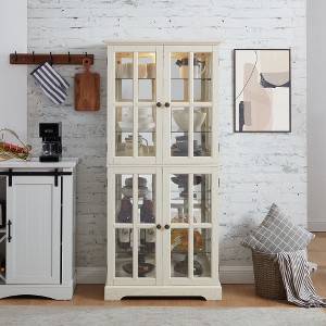 TIRAMISUBEST Antique Display Cabinet with Glass Doors Adjustable Shelves,Curio Display Cabinet for Home or Office - 1 of 4