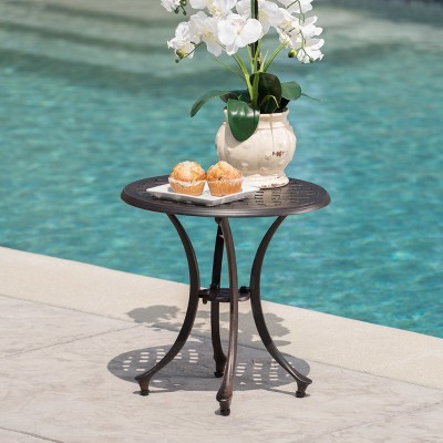 Louis Outdoor 19" Bronze Cast Aluminum Side Table