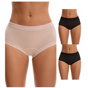 INSPIRE CHIC Women's High Rise Modal Full Coverage Soft Briefs Underwear 3 Packs - 1 of 4