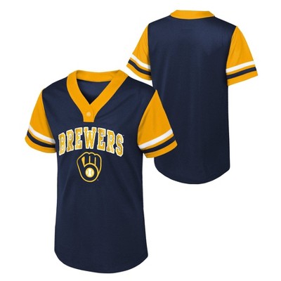 MLB Milwaukee Brewers Girls' Henley Jersey