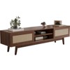 MOEPISY Rattan TV Stand for TVs, Wood TV Stand Mid Century Modern TV Stand TV Media Console with Drawer and 2 Cabinets - 3 of 4