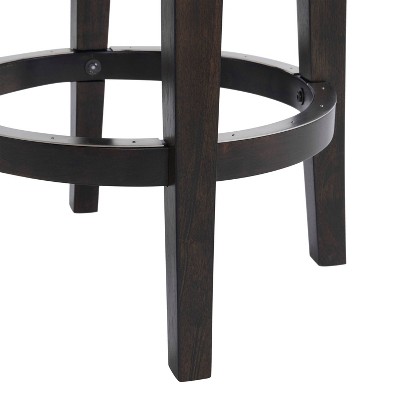 Elegant Dark Brown Rubberwood 360-Degree Swivel Counter Stool