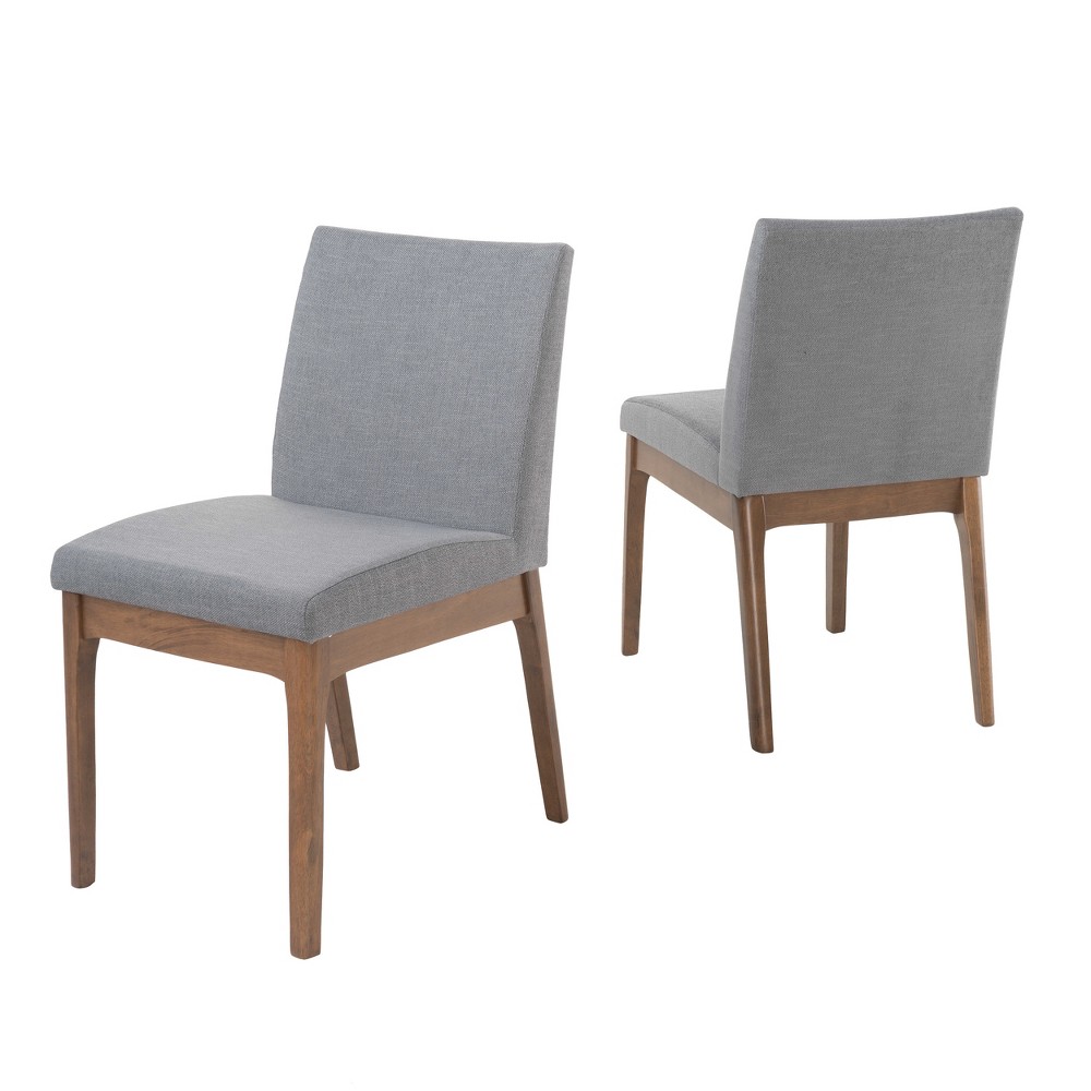 Photos - Chair Set of 2 Kwame Dining  Dark Gray/Walnut - Christopher Knight Home