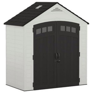 Suncast Vista 187 Cu Ft Storage Shed 7' x 4' Outdoor Garden Patio Box, Ice Cube - 1 of 2
