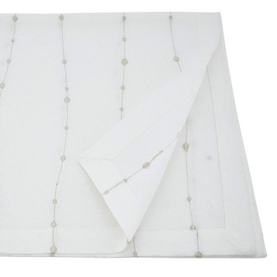 White Embroidered Cotton Table Runner, 12x15 in