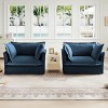 Set of 2 Slipcovered Armchairs, Armchair Sets with Large Soft Pillows, Chenille Fabric Accent Chair Set for Living Room-Cuddlewood - 2 of 4
