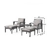 GDFStudio Hilary Outdoor Wicker 5 Piece Club Chair Chat Set with Ottomans - 3 of 4