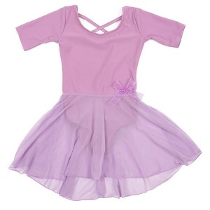 Leveret Girls Elbow Sleeve Skirt Leotard - 1 of 4