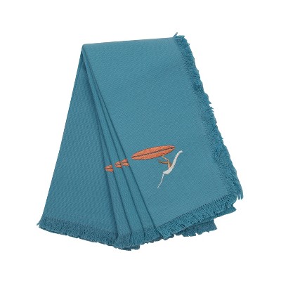 RightSide Designs Set of Four Embroidered "Eating It" Surfer Napkins