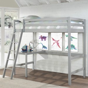 Kids' Twin Caspian Study Loft Gray - Hillsdale Furniture: Twin Loft Bed with Desk, Built-In Guard Rails, Hardwood Frame - 1 of 4